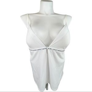 New Cruel Girl Beaded Cami Tank Top XXL White
